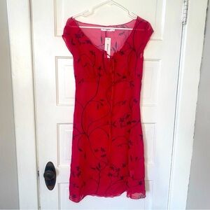 ORDER PLUS NWT Sheer Floral Bow Tie Red Women's Dress Size Medium